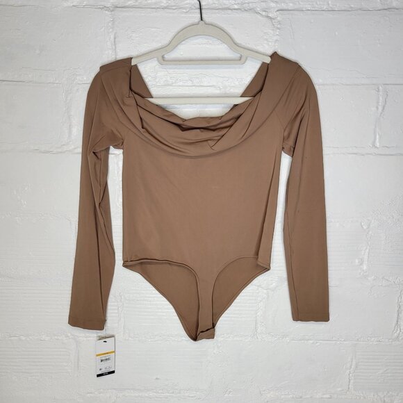 Sofia Jeans by Sofia Vergara Women's Large Off Shoulder Bodysuit Brown - Picture 2 of 5